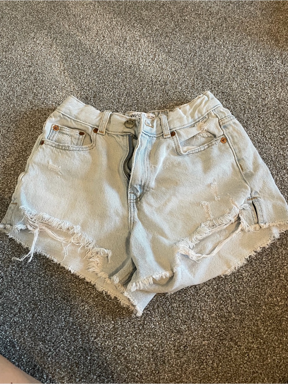 Zara Light Blue Distressed Denim Jean Shorts - Women